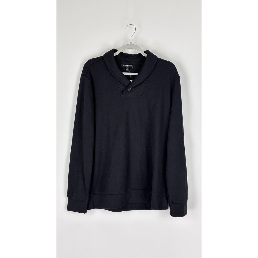 Banana Republic Shawl Neck Long Sleeve Sweater Pullover Mens Large Black New - Picture 2 of 7